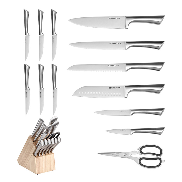 Rostfritt st&aring;l ih&aring;ligt handtag knivblockset