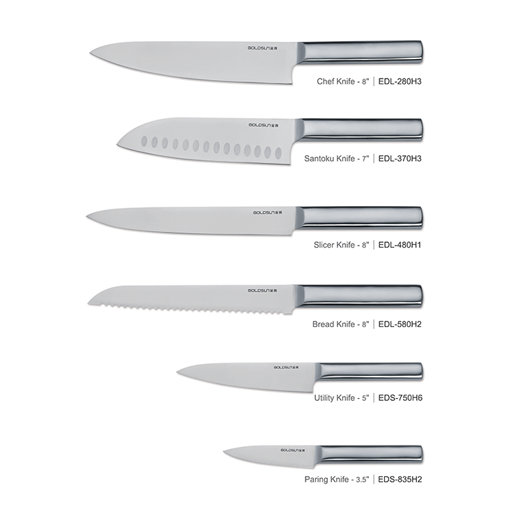 Juego de cuchillos de cocina de 6 piezas con mango hueco