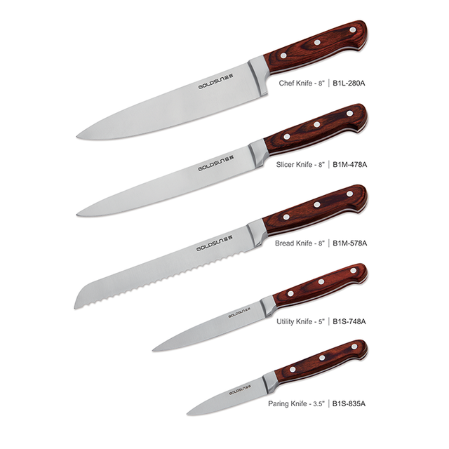 Bộ dao Damascus c&oacute; tay cầm bằng gỗ Pucker
