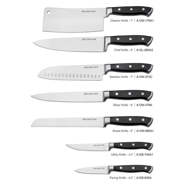 Eleganti set di coltelli da cucina con blocco nero